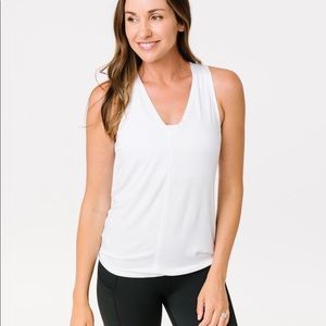 Zyia fancy white v neck tee